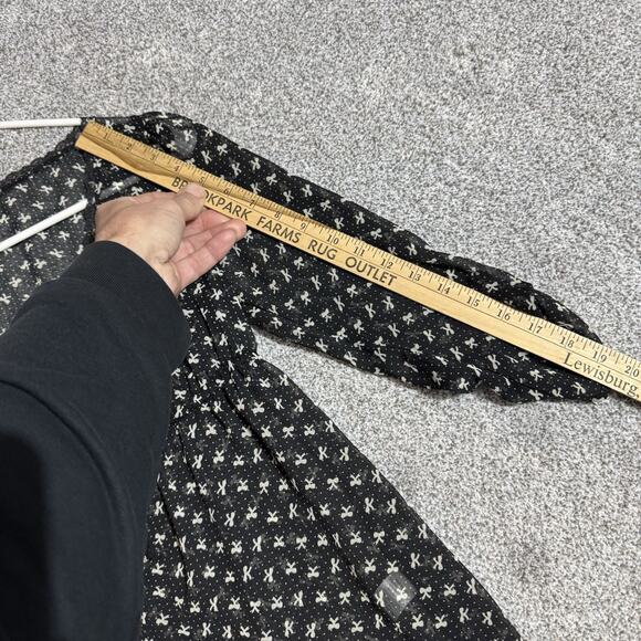 Babydoll Top Womens Small Sheer Bow Print Fairycore Romantic Chic Flowy Dainty - Picture 3 of 7